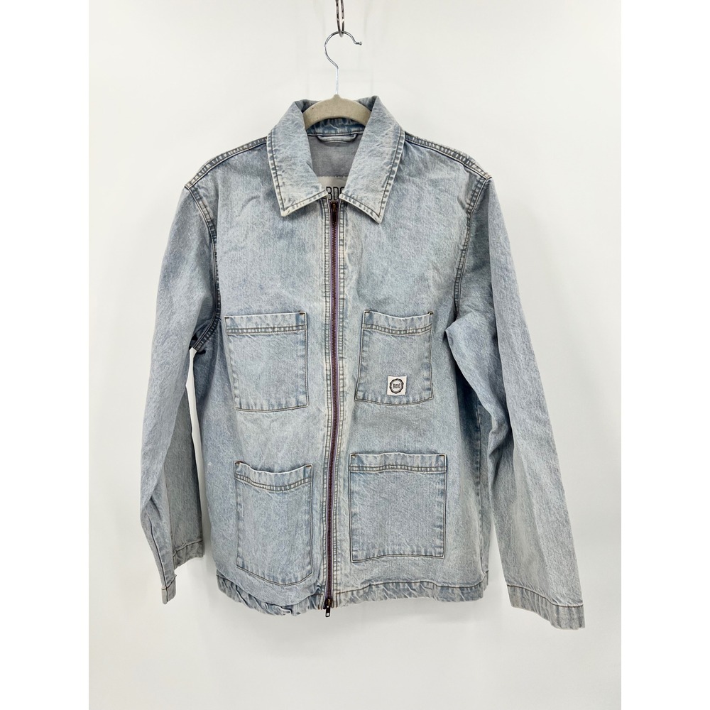 BDG Urban Outfitters Mens Denim Chore Jacket Light Wash Zip Up Work Coat M‎